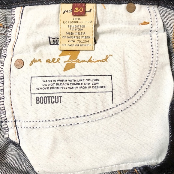 7FAM Women’s Distressed Dark Wash Premium Stretch Denim Lowrise Bootcut Jeans 30 - Picture 14 of 16